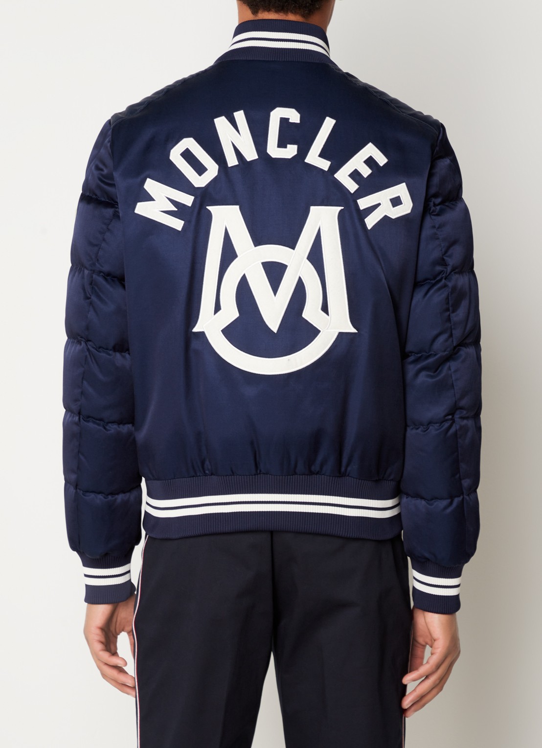 Moncler Dives gewatteerd bomberjack met logoprint - detail 2 blauw