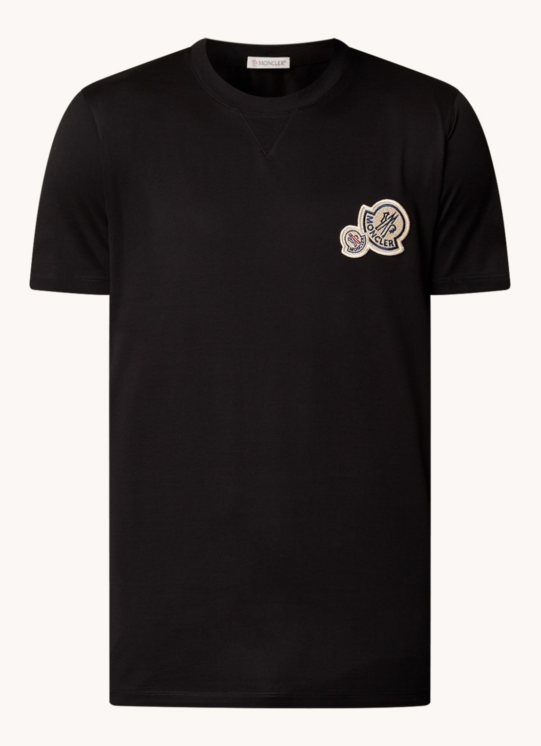 Moncler Double logo T-shirt van jersey  - voorkant 2 zwart
