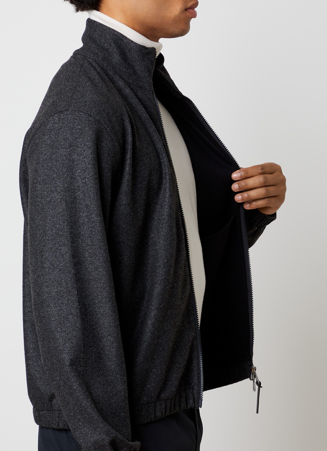 Moncler Edit jack in wolblend met steekzakken - detail 3 antraciet