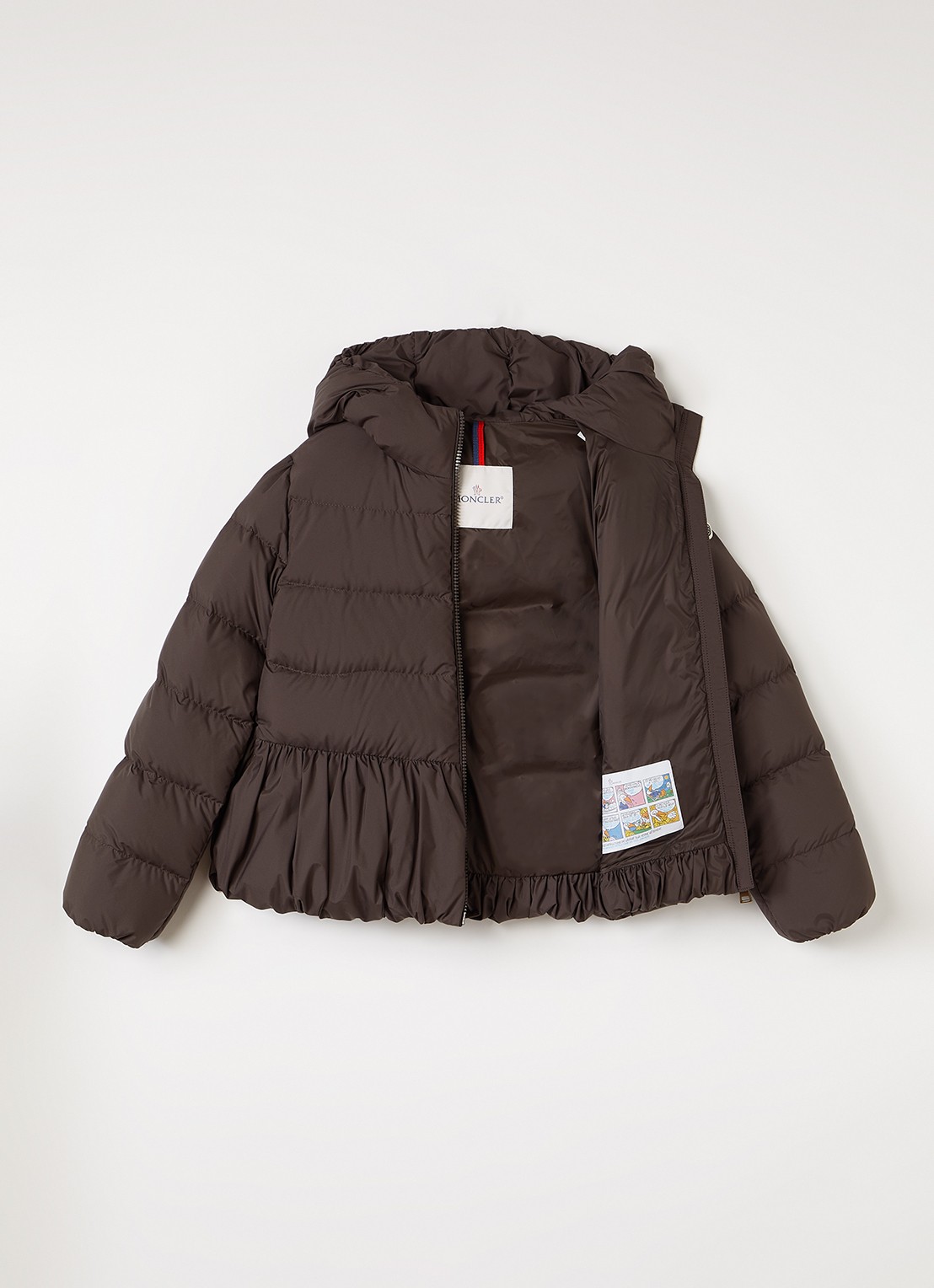 Moncler Elizaveta gewatteerde jas met peplum en donsvulling - voorkant 2 donkerbruin