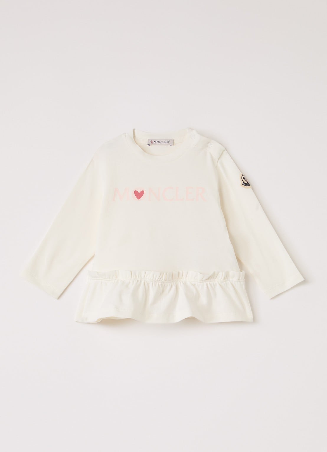 Moncler Ensemble Hearts longsleeve met logoprint - voorkant 2 gebroken wit