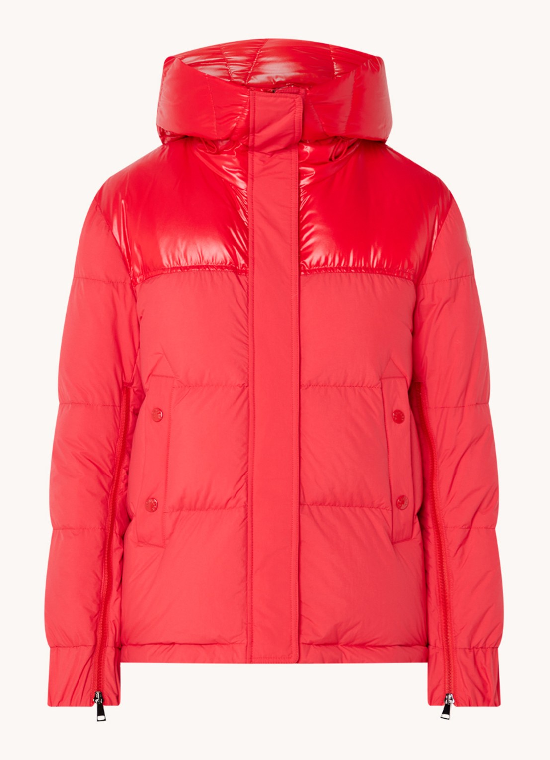 Moncler Etival gewatteerd jack met donsvulling en steekzakken - voorkant steenrood