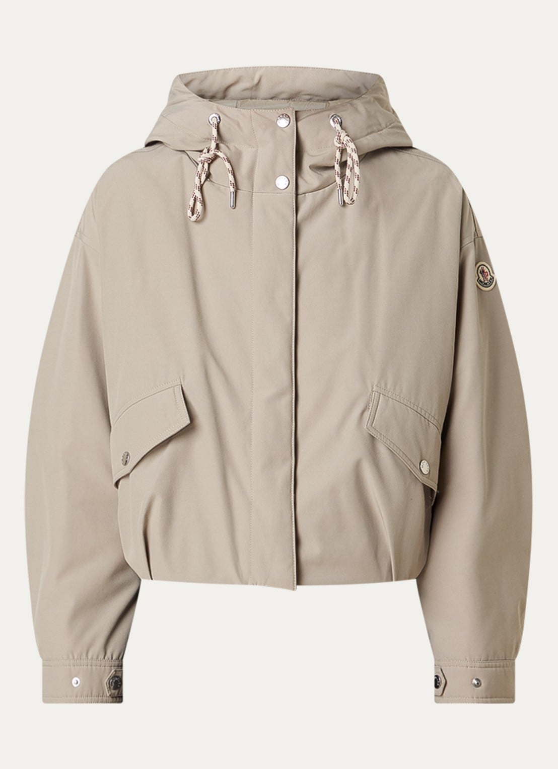 Moncler Eucalyptus cropped gewatteerd jack met donsvulling en capuchon - voorkant 5 beige