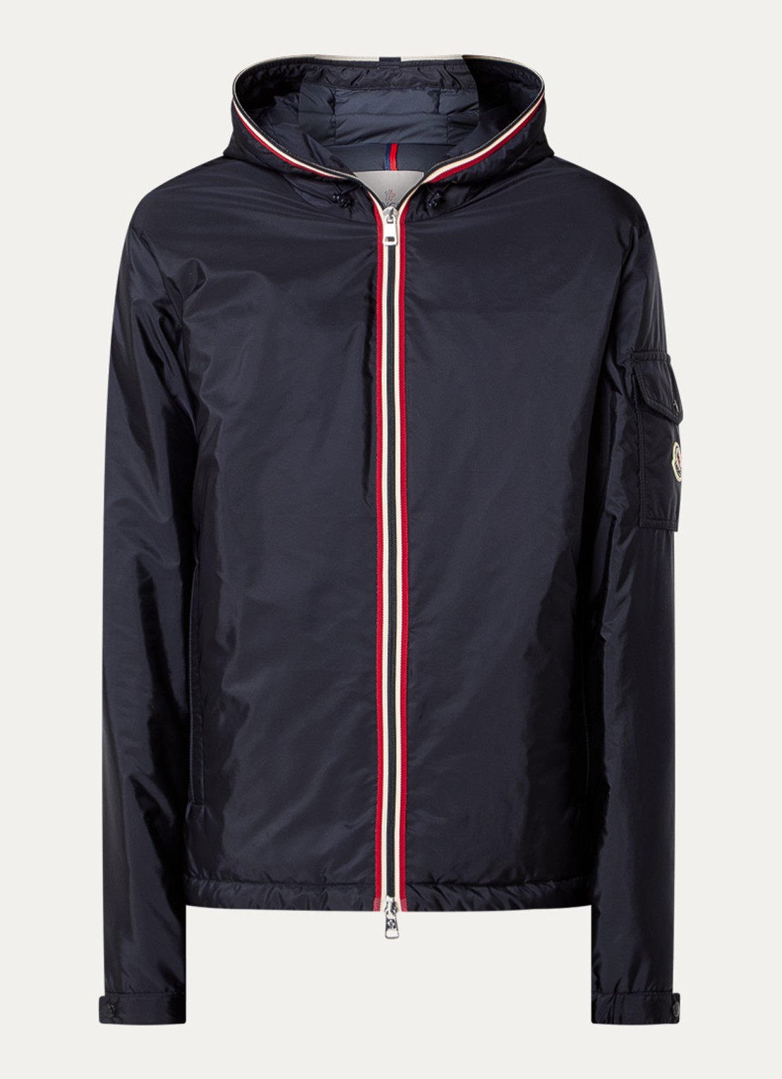 Moncler Evettes gewatteerd jack met donsvulling en logo - voorkant donkerblauw