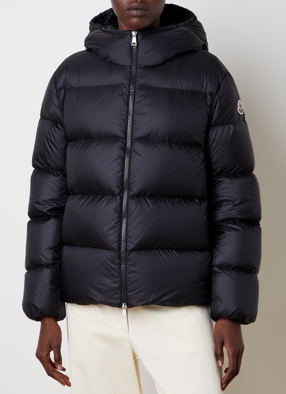 Moncler Feligule puffer jack met donsvulling en ritszakken - detail zwart