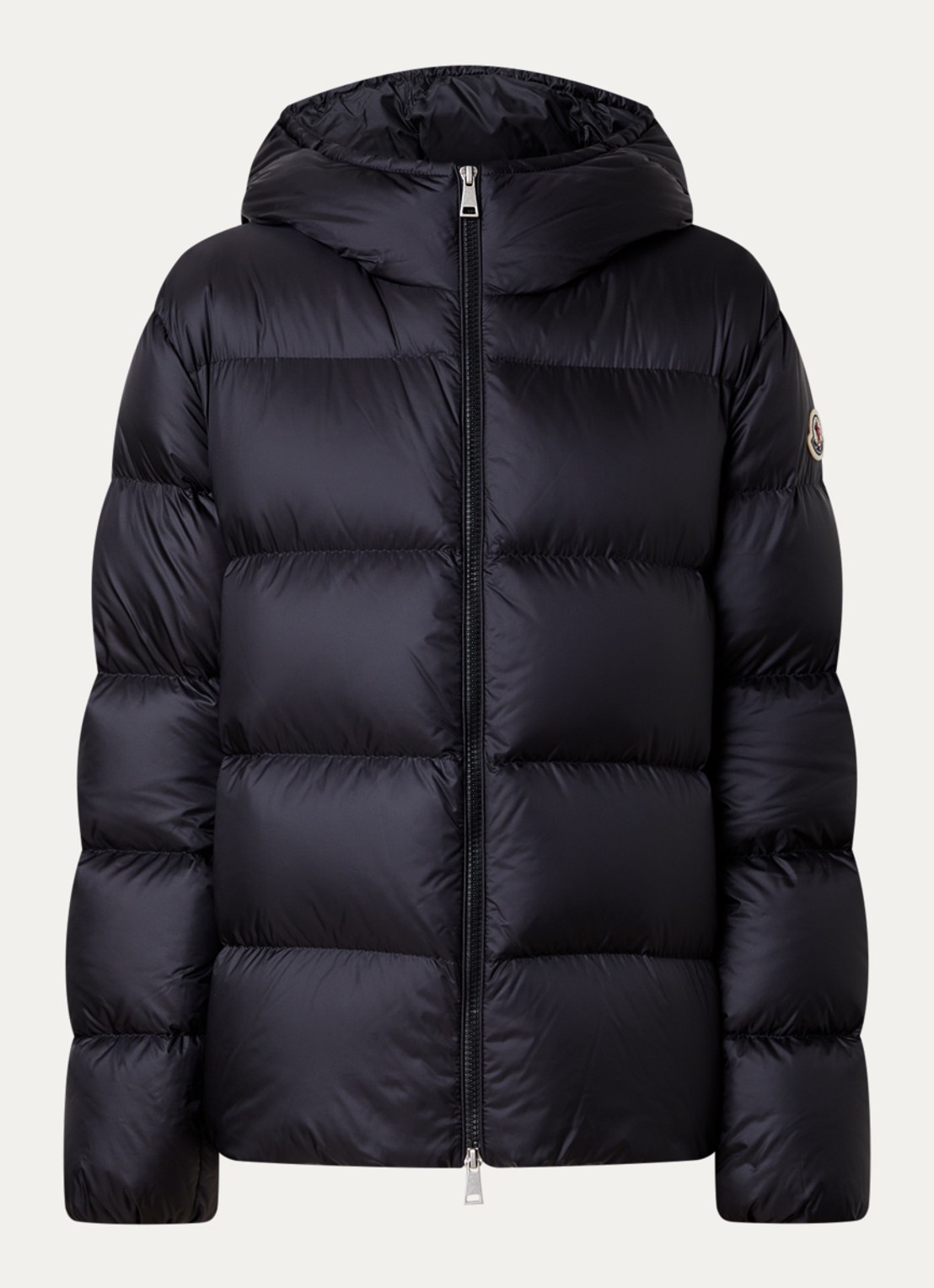 Moncler Feligule puffer jack met donsvulling en ritszakken - voorkant 4 zwart