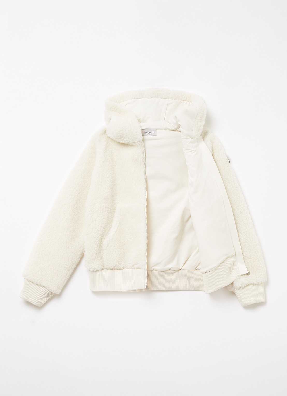 Moncler Felpa jack van imitatiebont met capuchon - voorkant 3 gebroken wit