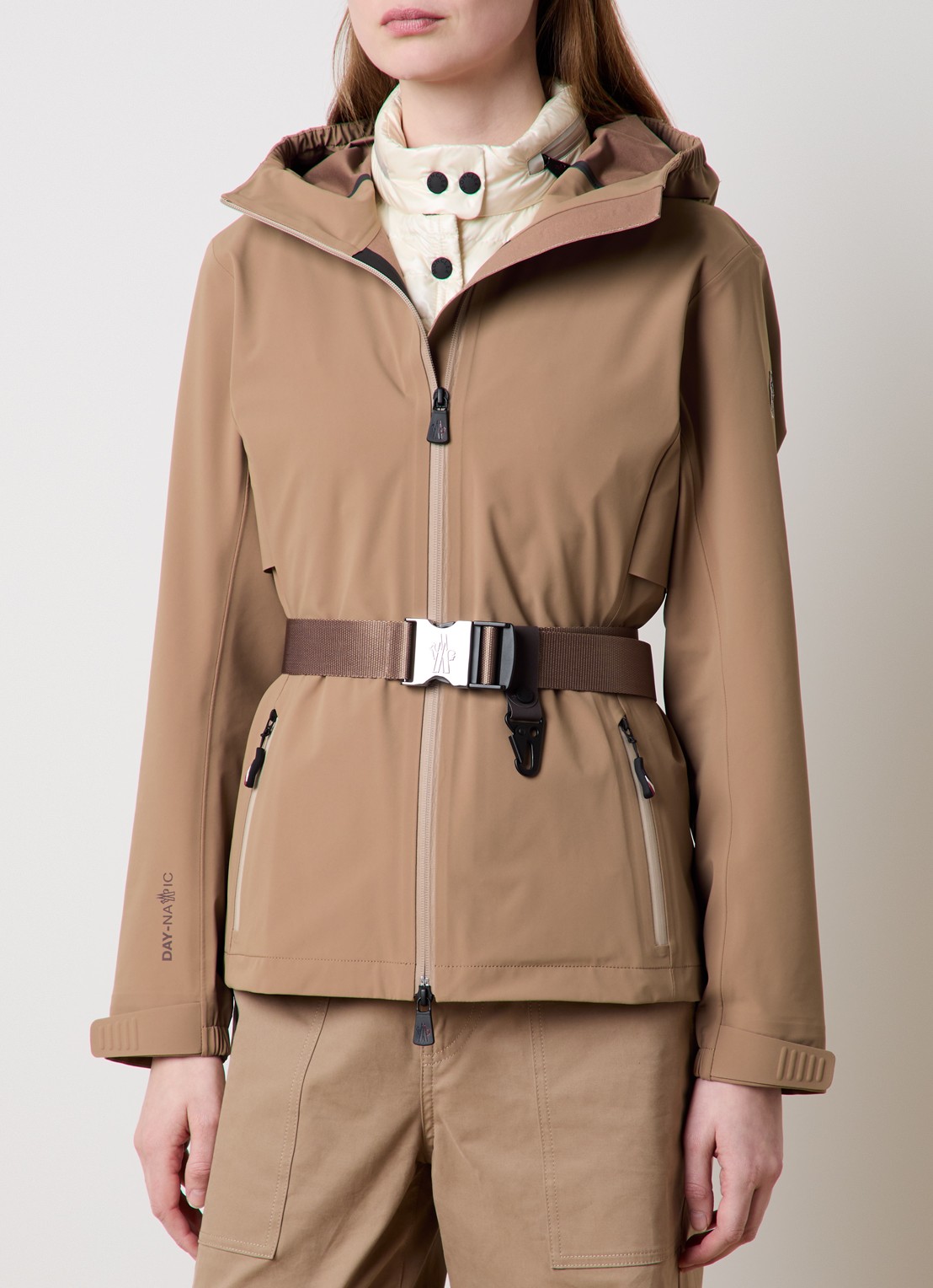 Moncler Fex jack met ceintuur - detail 3 camel