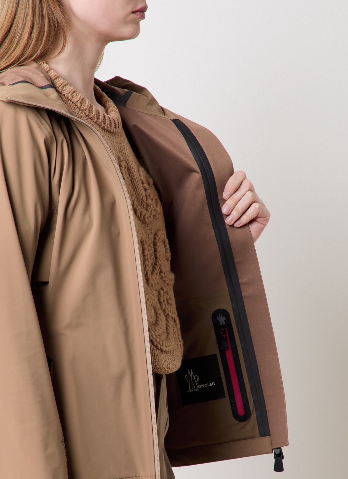 Moncler Fex jack met ceintuur - detail 4 camel