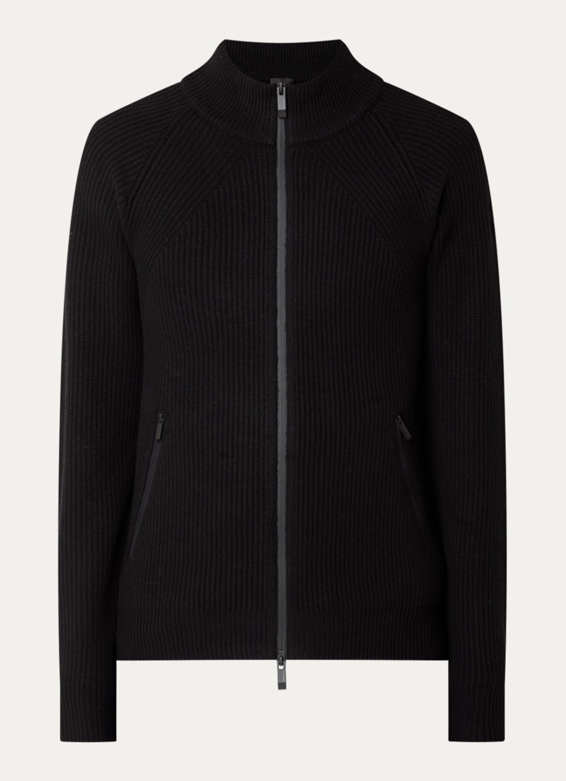 Moncler Fijngebreid vest in kasjmierblend met steekzakken - voorkant zwart
