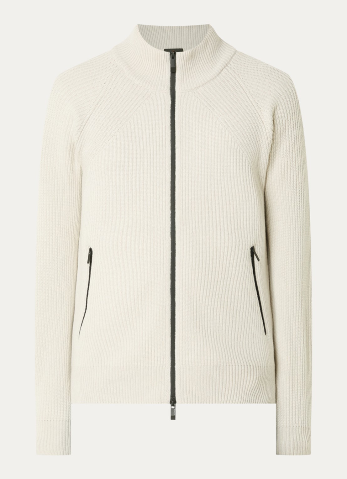 Moncler Fijngebreid vest in kasjmierblend met steekzakken - voorkant gebroken wit