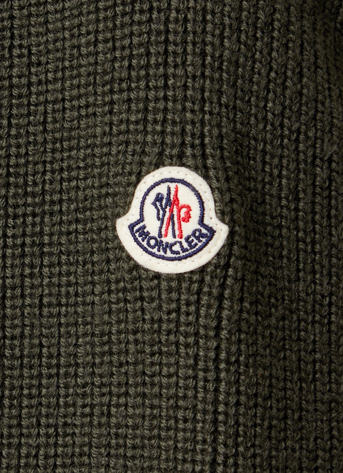 Moncler Fijngebreid vest met logo en opgestikte zakken - detail 2 olijfgroen