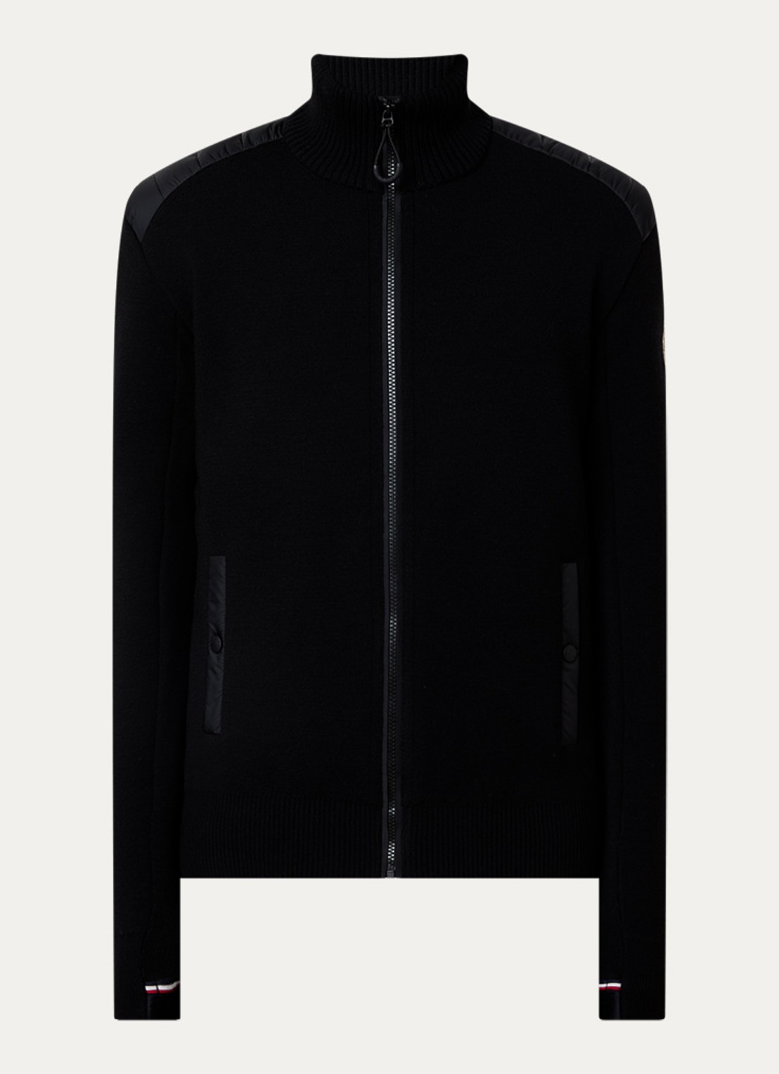 Moncler Fijngebreid vest van scheerwol met donsvulling - voorkant 2 zwart