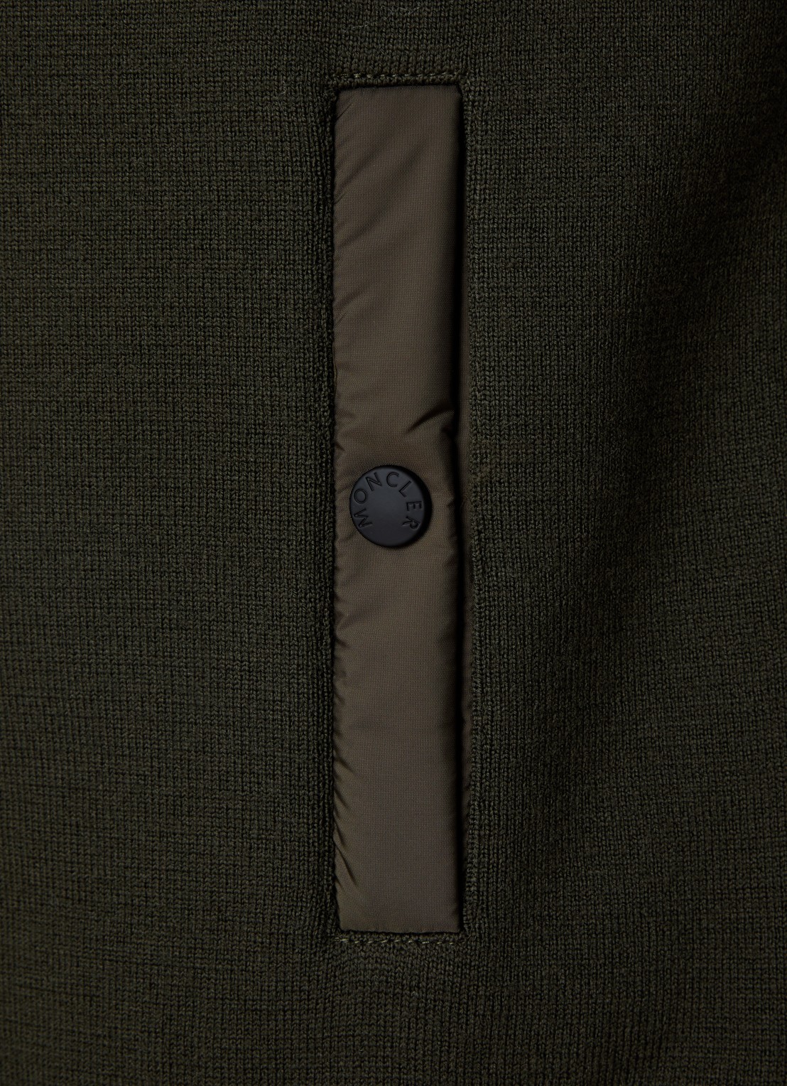Moncler Fijngebreid vest van scheerwol met donsvulling - detail 2 legergroen