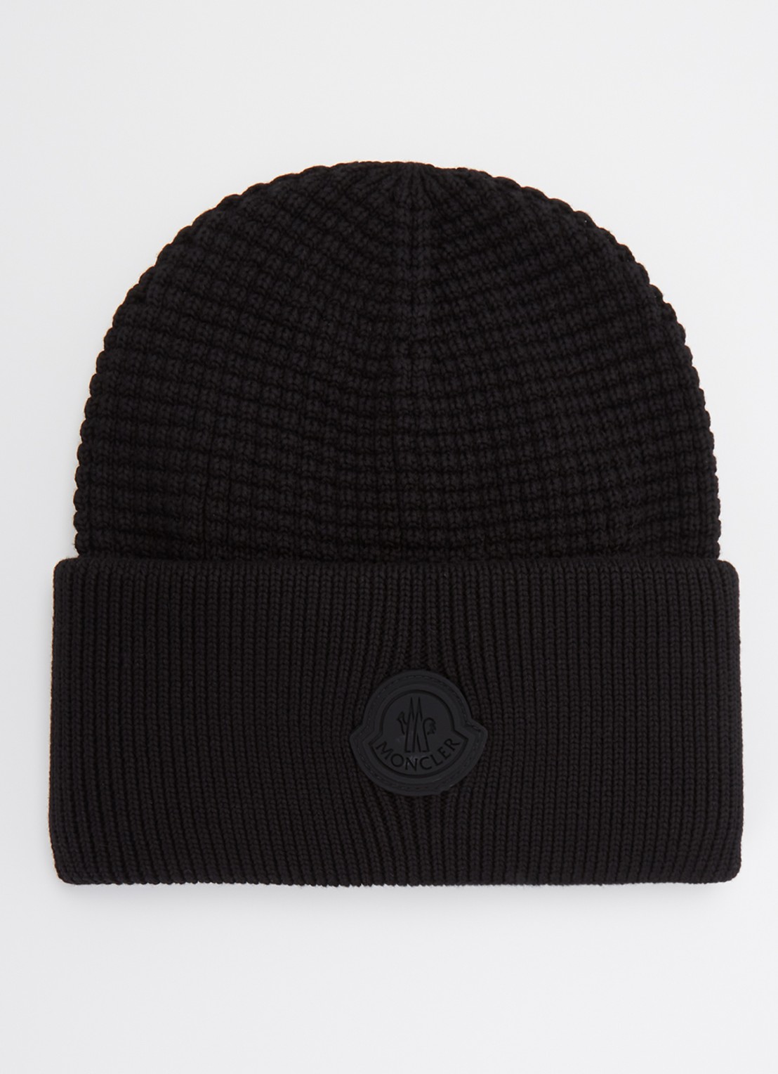 Moncler Fijngebreide muts met logo  - voorkant zwart