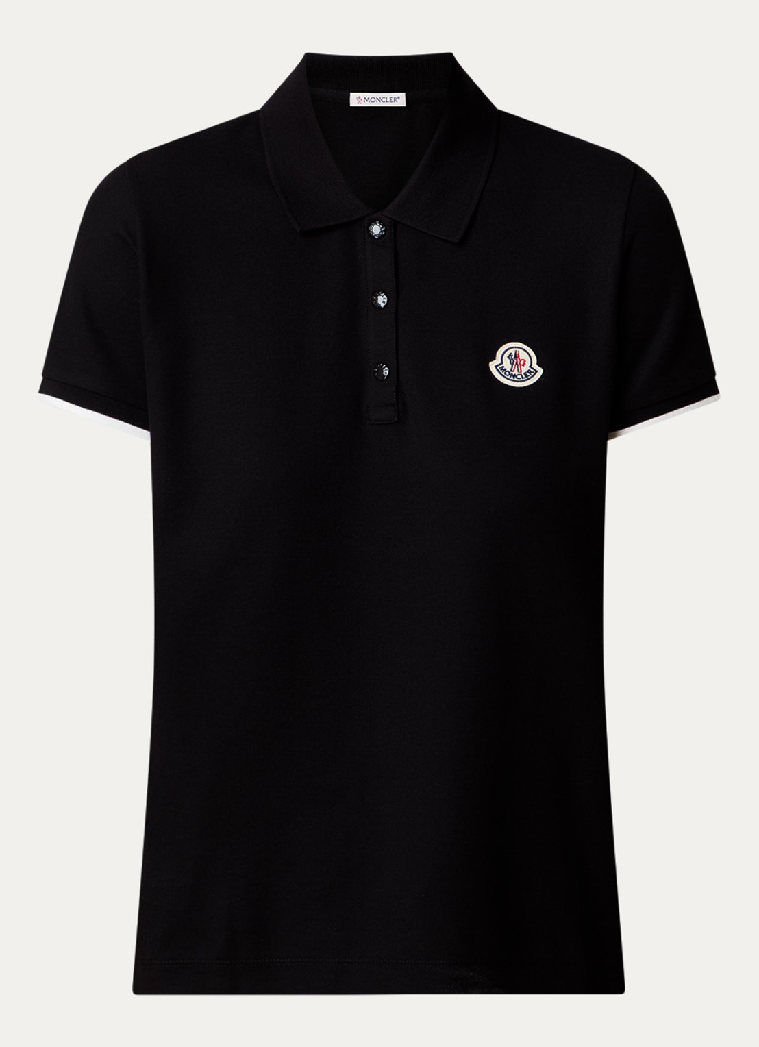 Moncler Fijngebreide polo met logo - voorkant zwart