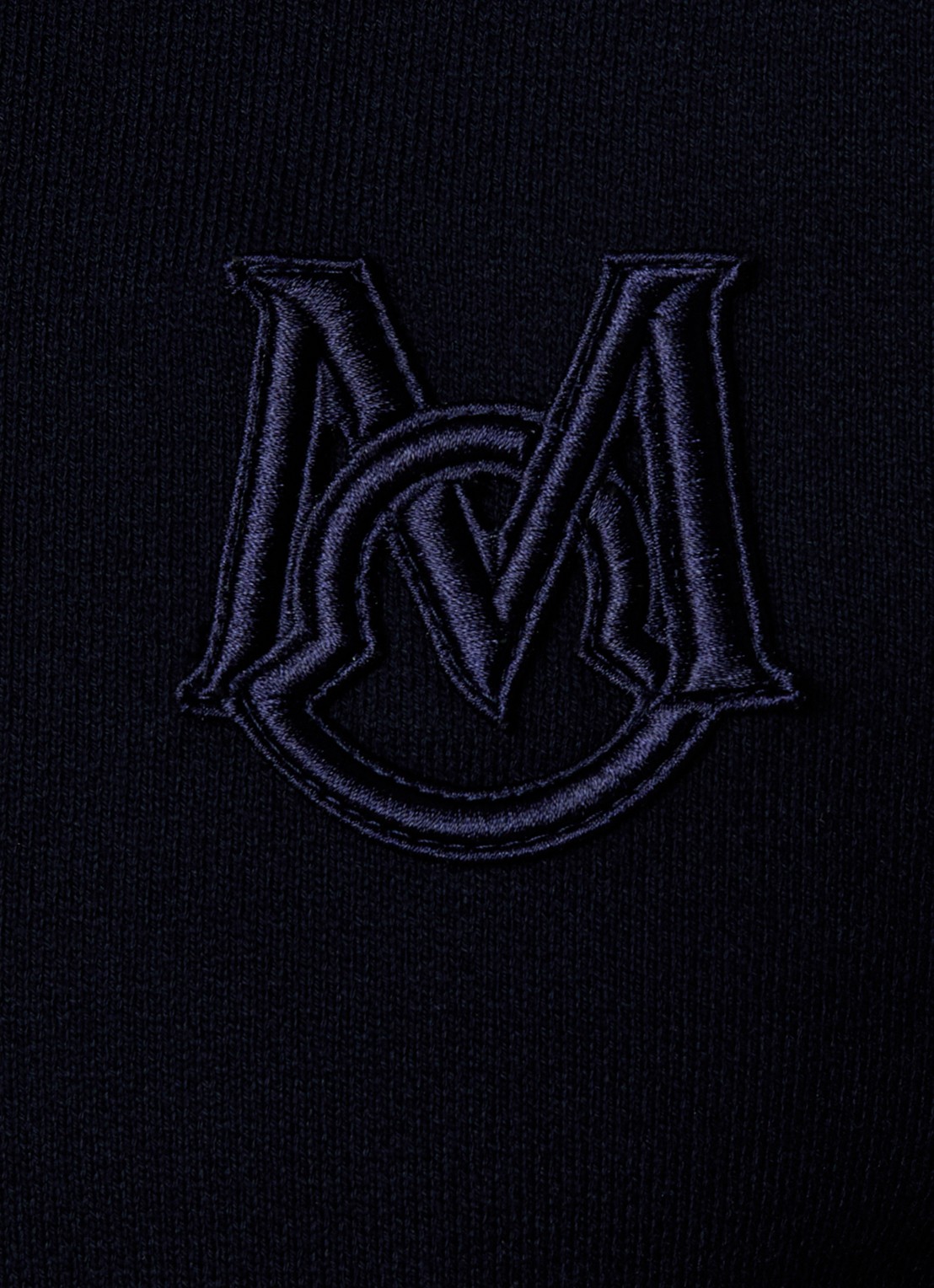 Moncler Fijngebreide pullover met logoborduring - detail 2 donkerblauw