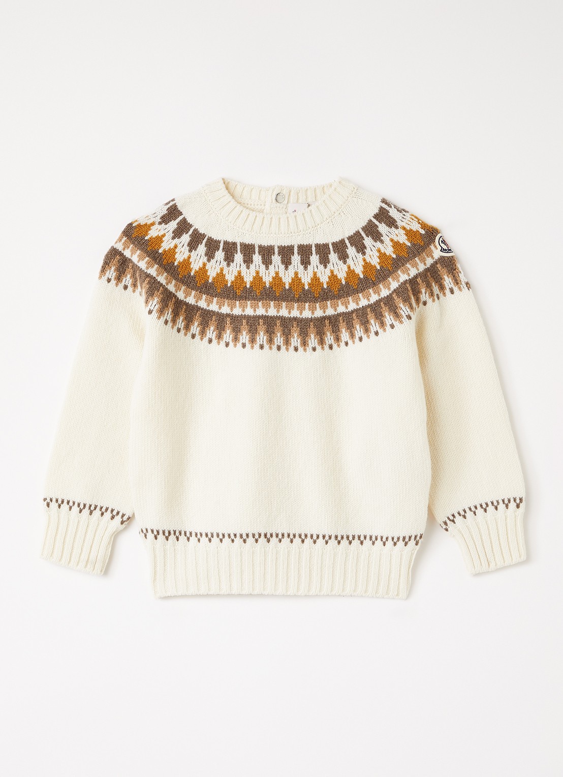 Moncler Fijngebreide sweater in kasjmierblend met print - voorkant 2 creme