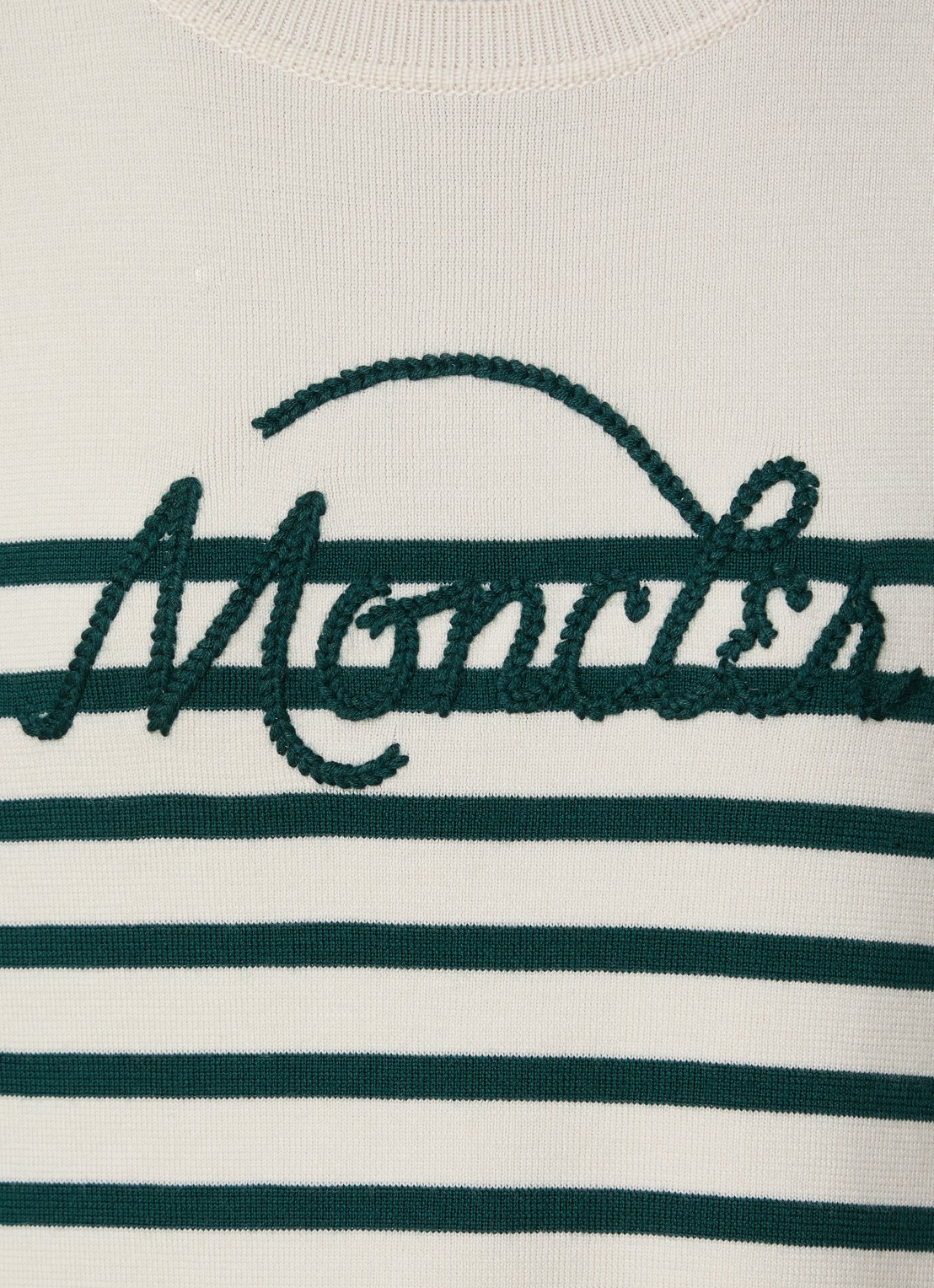 Moncler Fijngebreide trui met ingebreid patroon en logoborduring - detail 3 beige