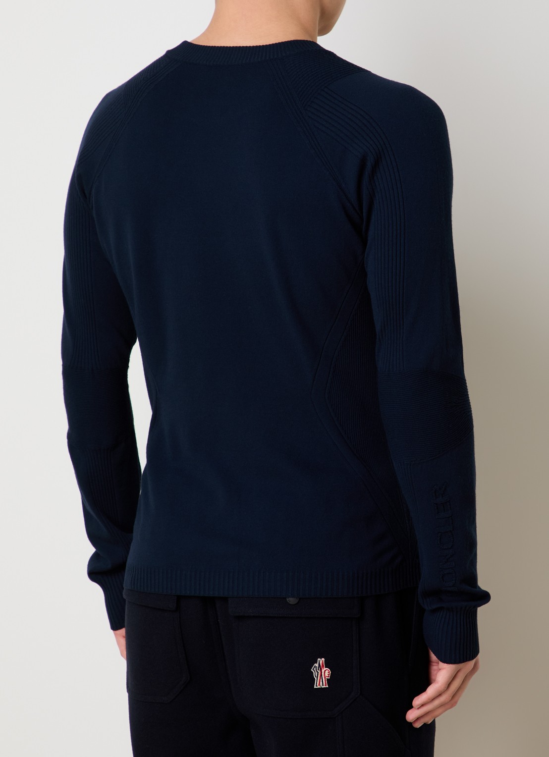 Moncler Fijngebreide trui met logo - achterkant 5 donkerblauw