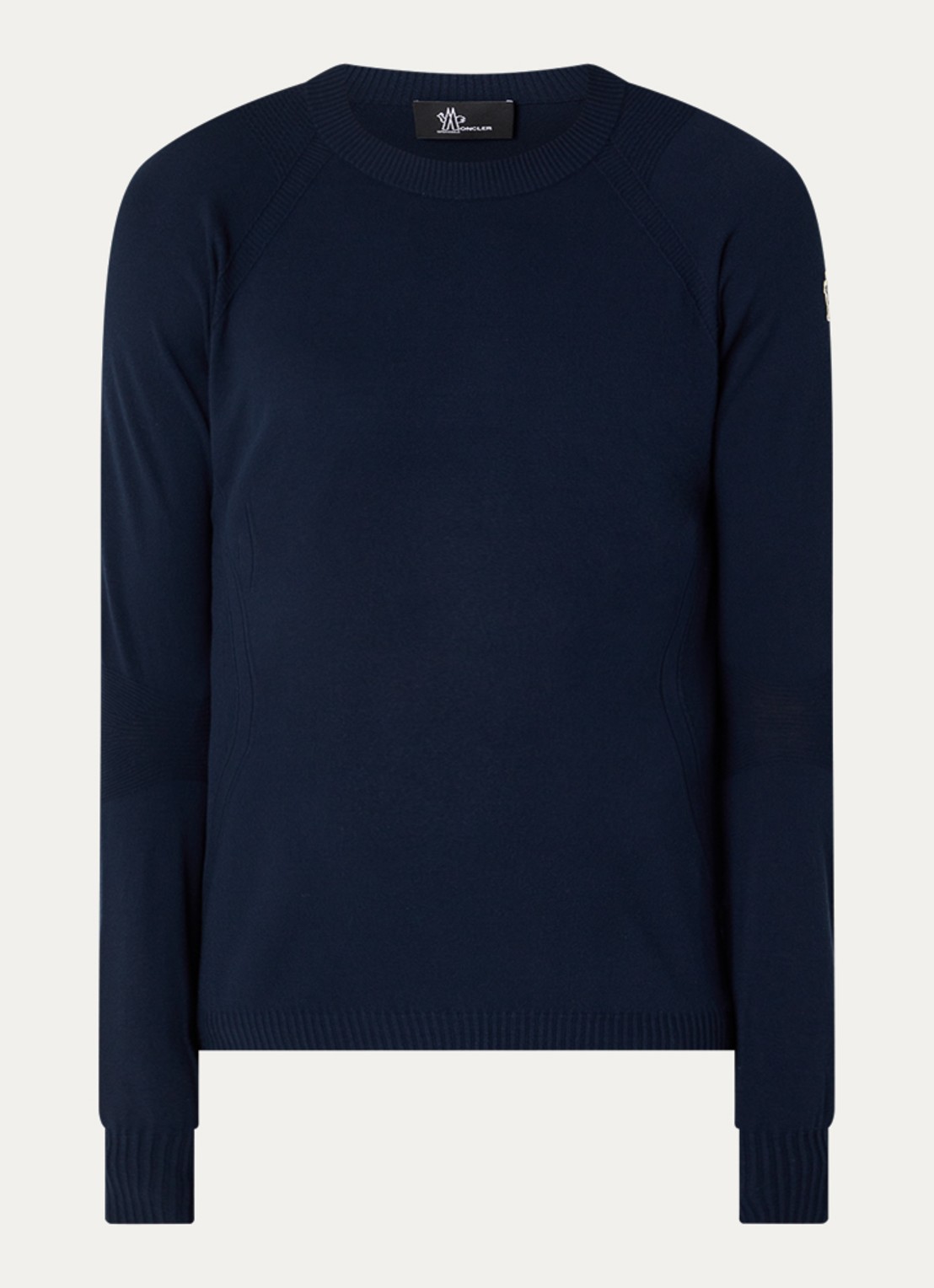 Moncler Fijngebreide trui met logo - voorkant 3 donkerblauw