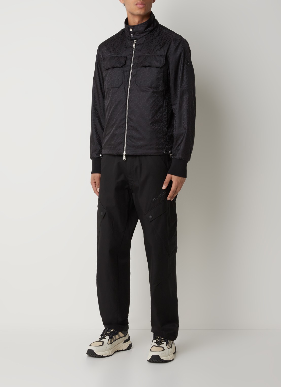 Moncler Flamenne reversible windjack met logoprint - voorkant 5 zwart