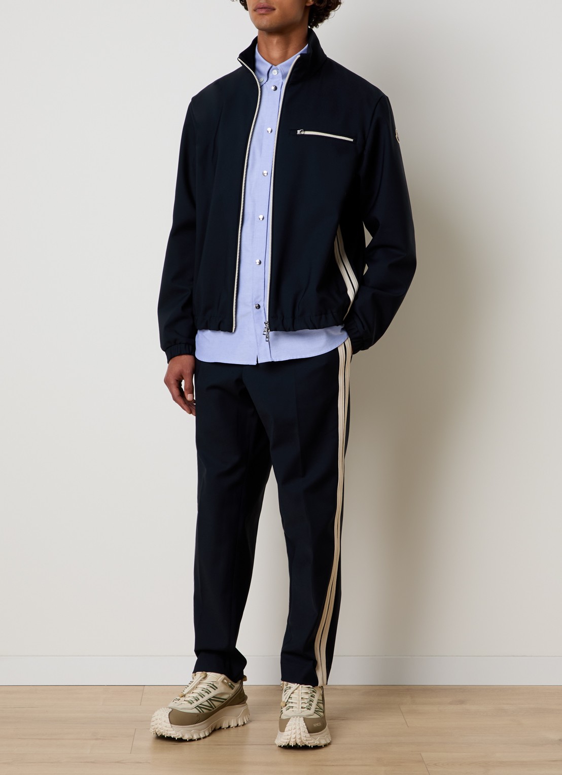 Moncler Fourioun jack met ritszakken en logo - voorkant 2 donkerblauw