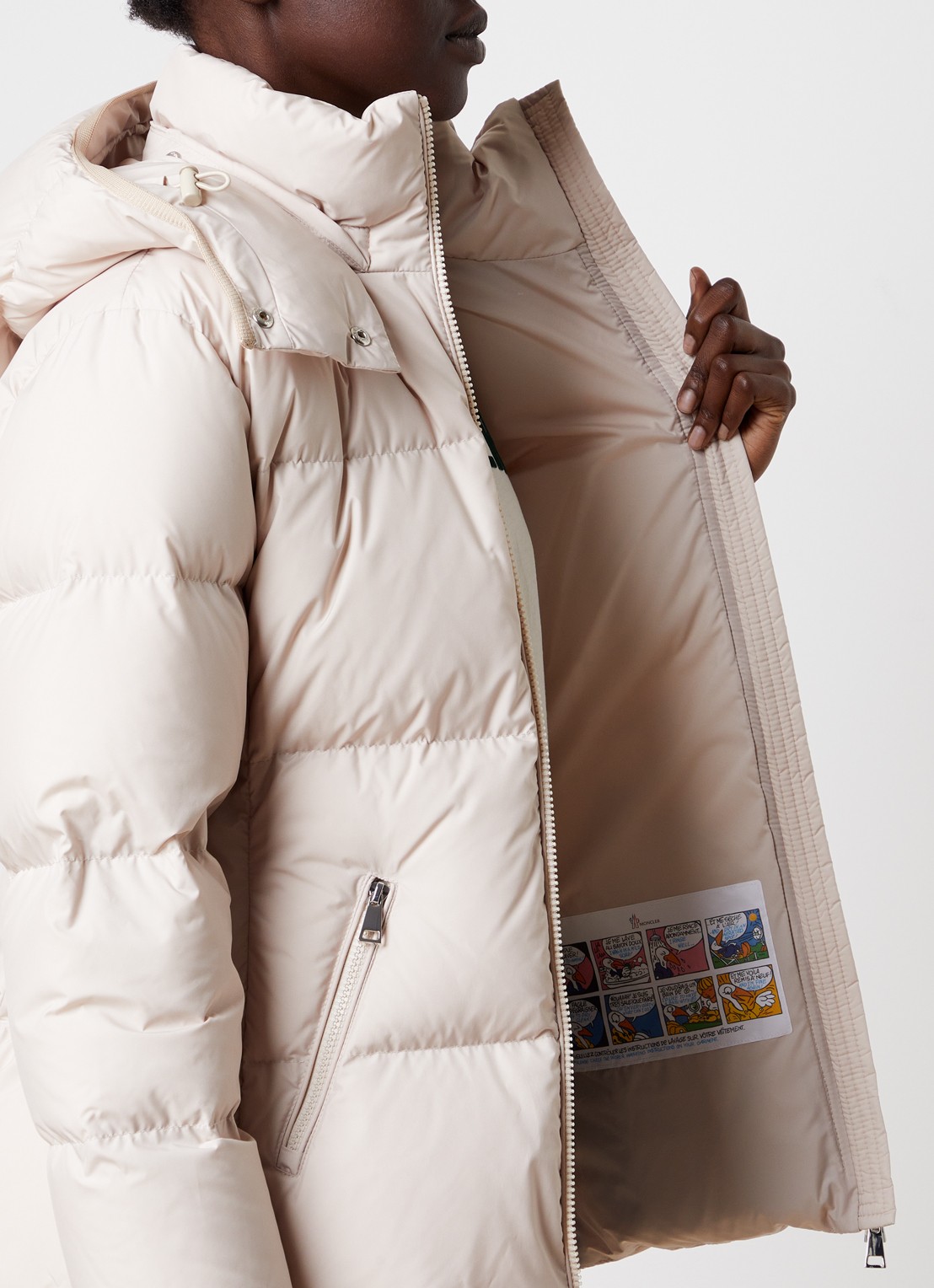 Moncler Fourmines puffer jack met donsvulling en ritszakken - detail 6 creme