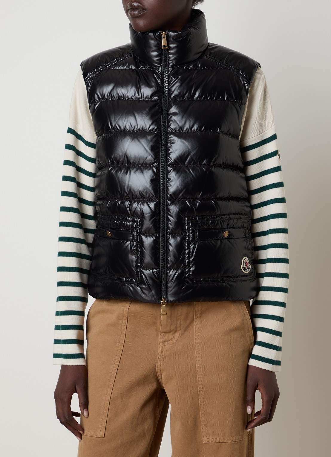 Moncler Frelon gewatteerde bodywarmer met donsvulling - detail 3 zwart