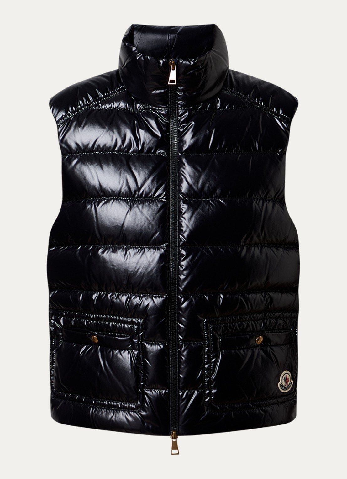 Moncler Frelon gewatteerde bodywarmer met donsvulling - voorkant zwart