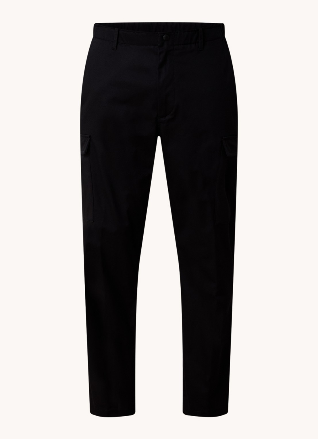Moncler Gabardine tapered fit cargobroek met logo - voorkant zwart