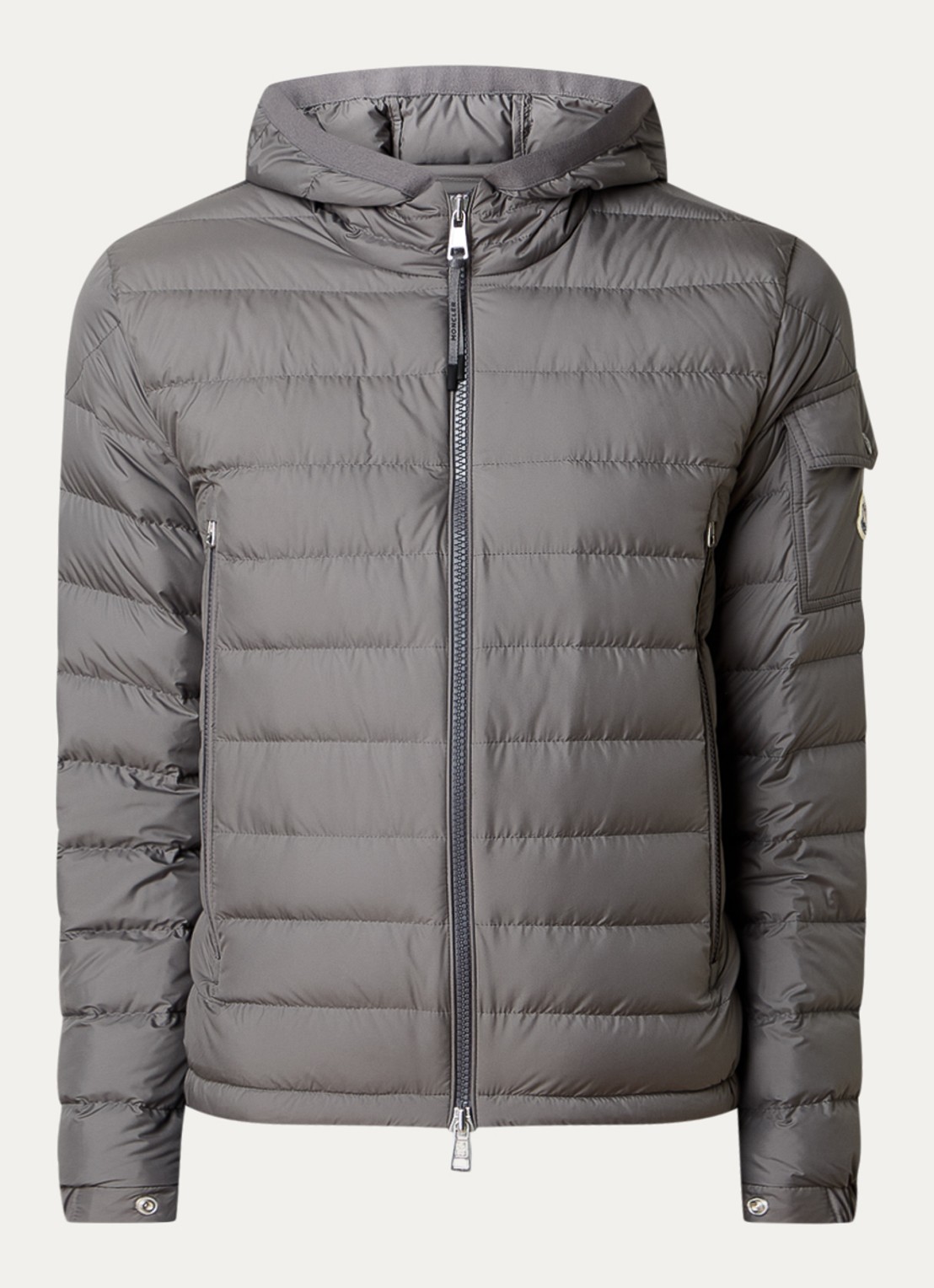 Moncler Galion gewatteerd jack met donsvulling en capuchon - voorkant 2 grijs