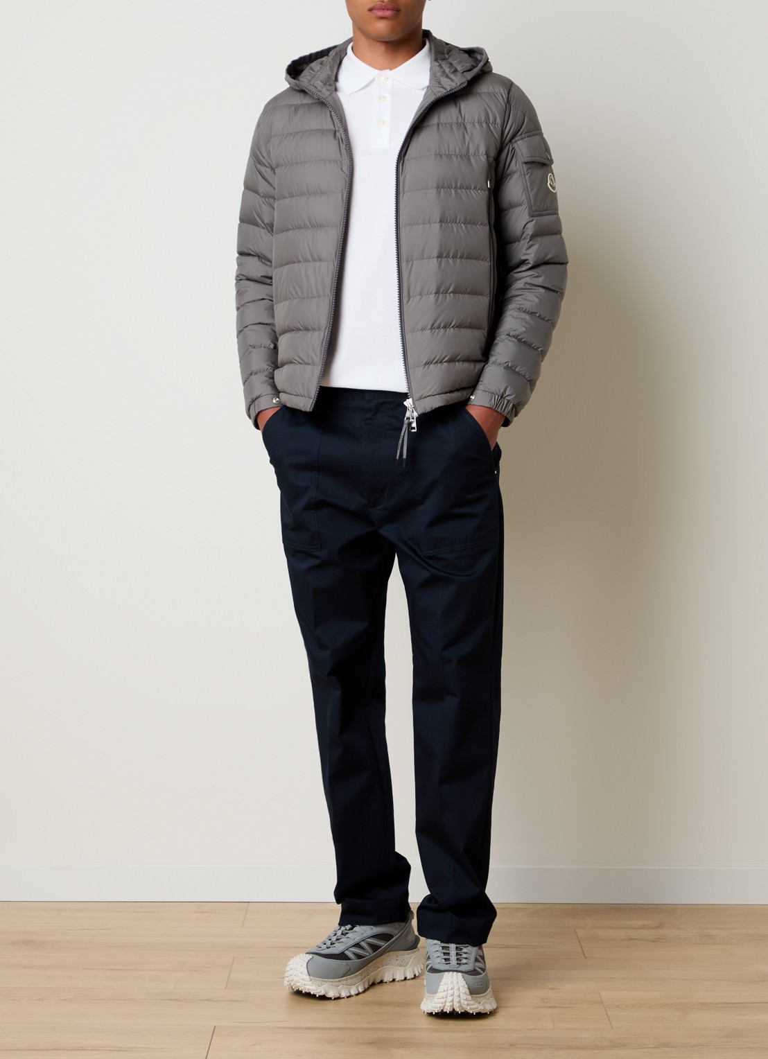 Moncler Galion gewatteerd jack met donsvulling en capuchon - voorkant 3 grijs