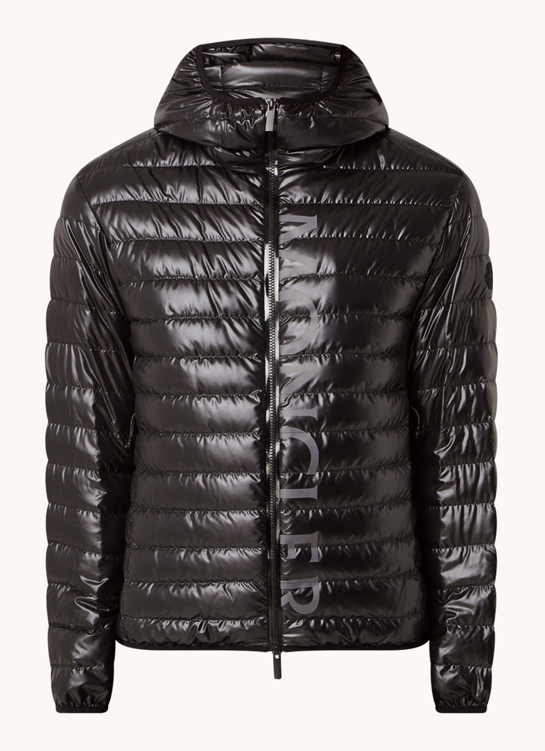 Moncler Gewatteerd jack met donsvulling en logoprint - voorkant 4 zwart