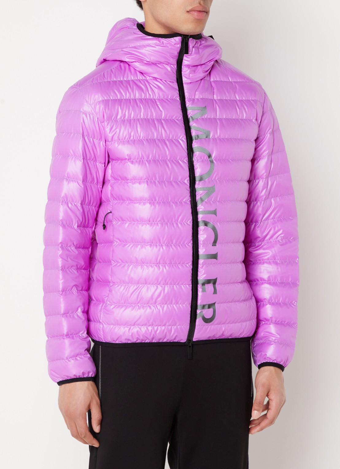Moncler Gewatteerd jack met donsvulling en logoprint - detail 4 lila