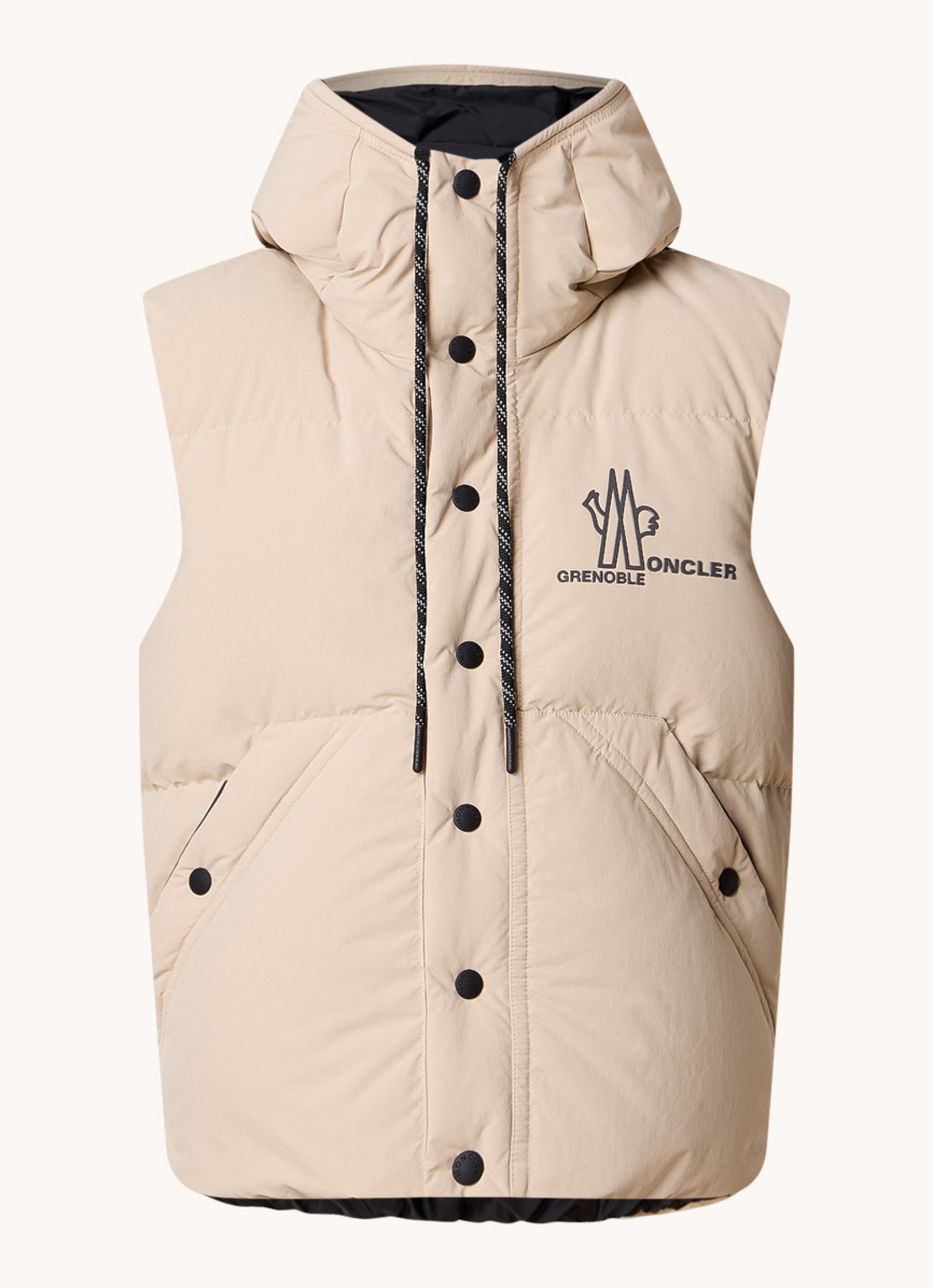 Moncler Gewatteerde bodywarmer met donsvulling en capuchon - voorkant 5 beige