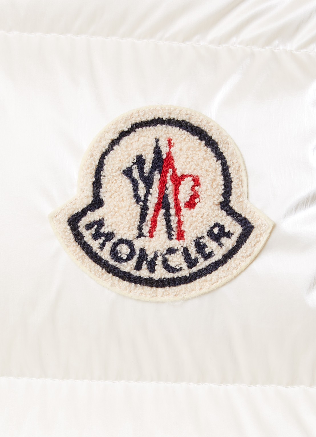 Moncler Gewatteerde bodywarmer met donsvulling en glanzende finish - detail 6 creme