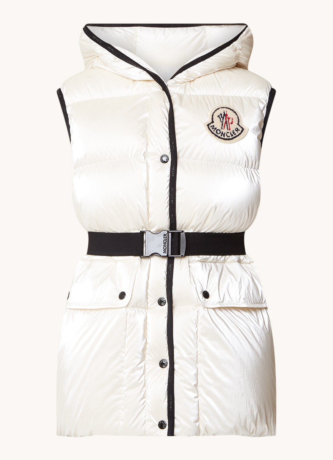 Moncler Gewatteerde bodywarmer met donsvulling en glanzende finish - voorkant 2 creme