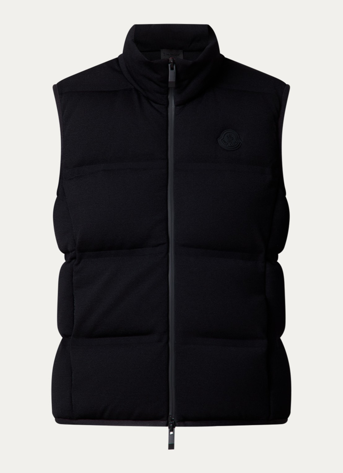 Moncler Gewatteerde bodywarmer met donsvulling en logo - voorkant 2 zwart