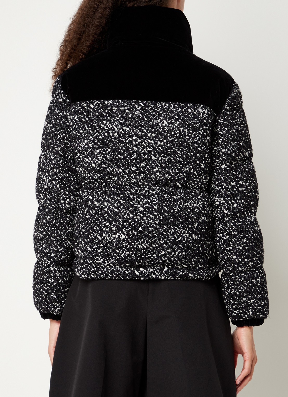 Moncler Girotte puffer jack van tweed met donsvulling - achterkant 5 zwart