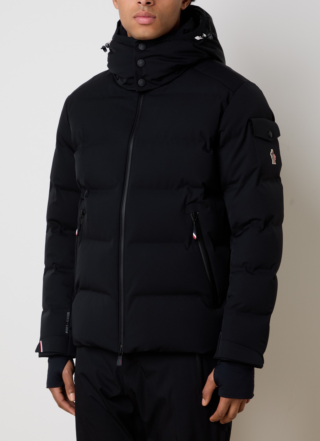 Moncler Giubotto ski-jas met donsvulling en afneembare capuchon - detail zwart