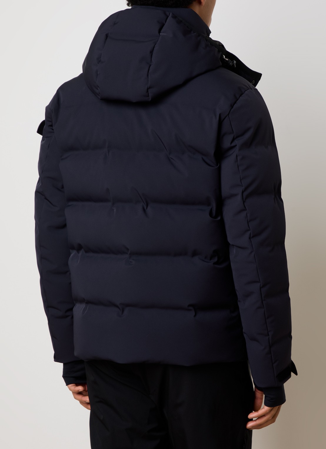 Moncler Giubotto ski-jas met donsvulling en afneembare capuchon - achterkant donkerblauw