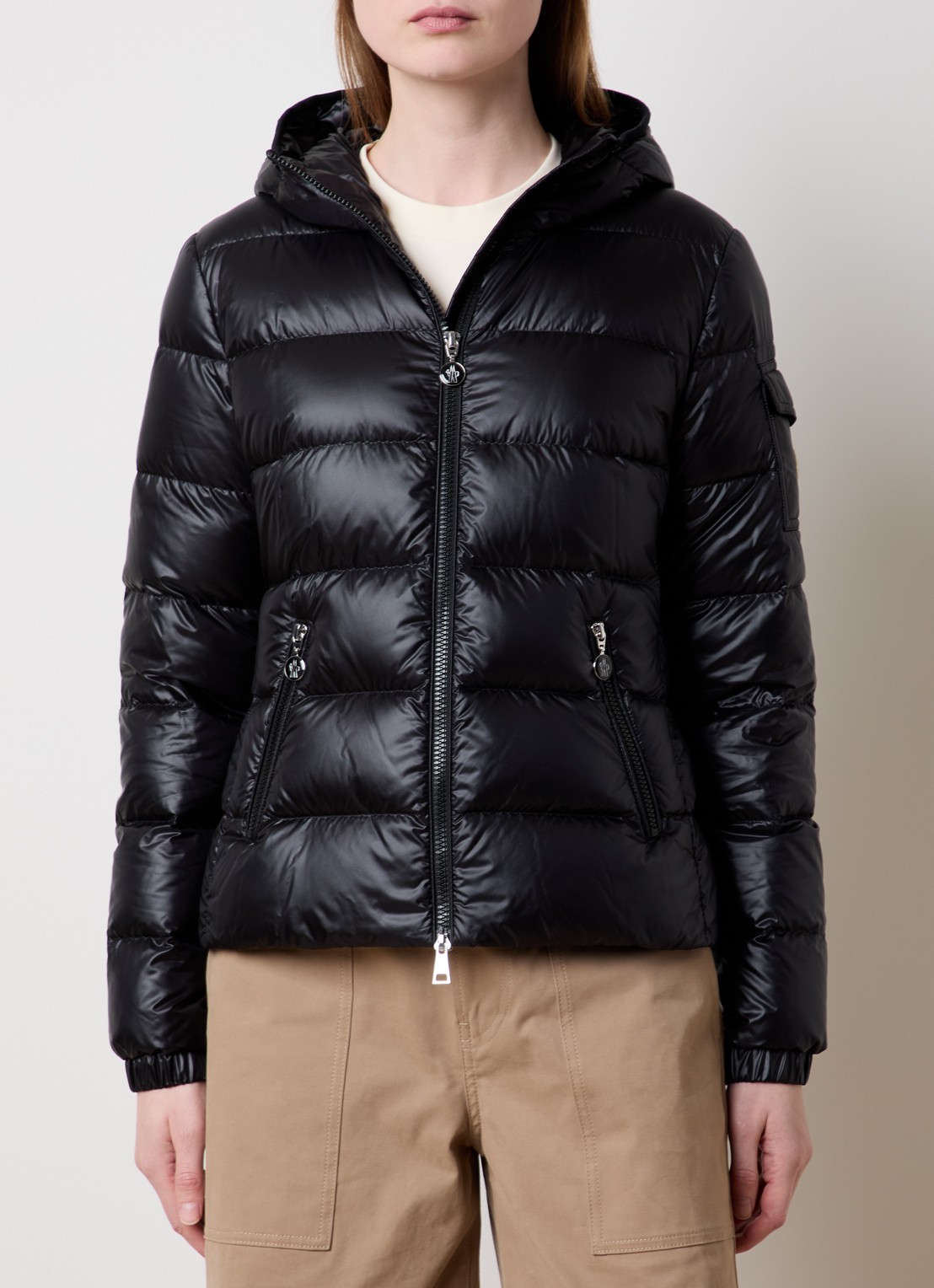 Moncler Gles gewatteerd jack met donsvulling en capuchon - detail 2 zwart
