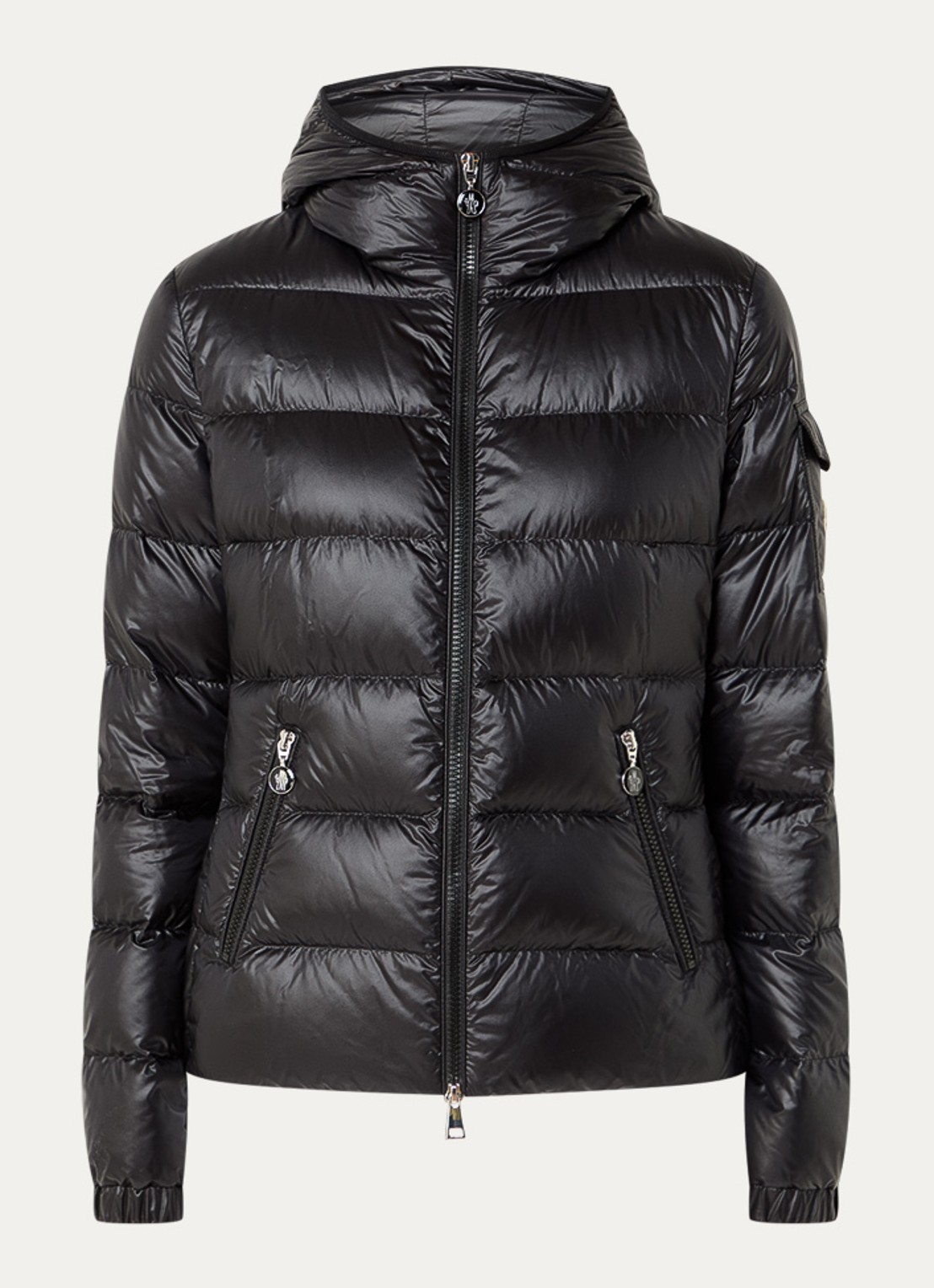 Moncler Gles gewatteerd jack met donsvulling en capuchon - voorkant 5 zwart