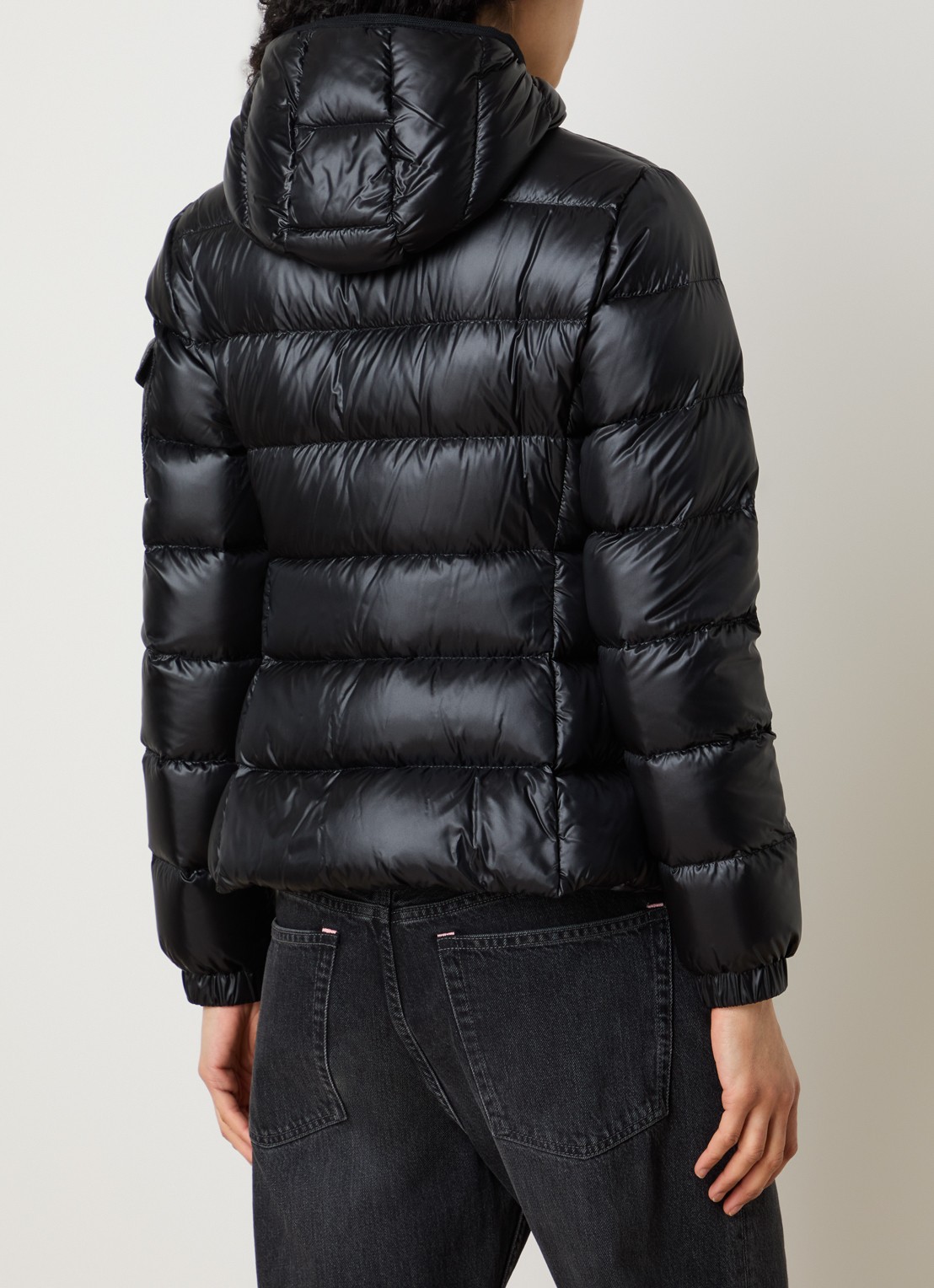 Moncler Glesse pufferjack met donsvulling en capuchon - achterkant 3 zwart