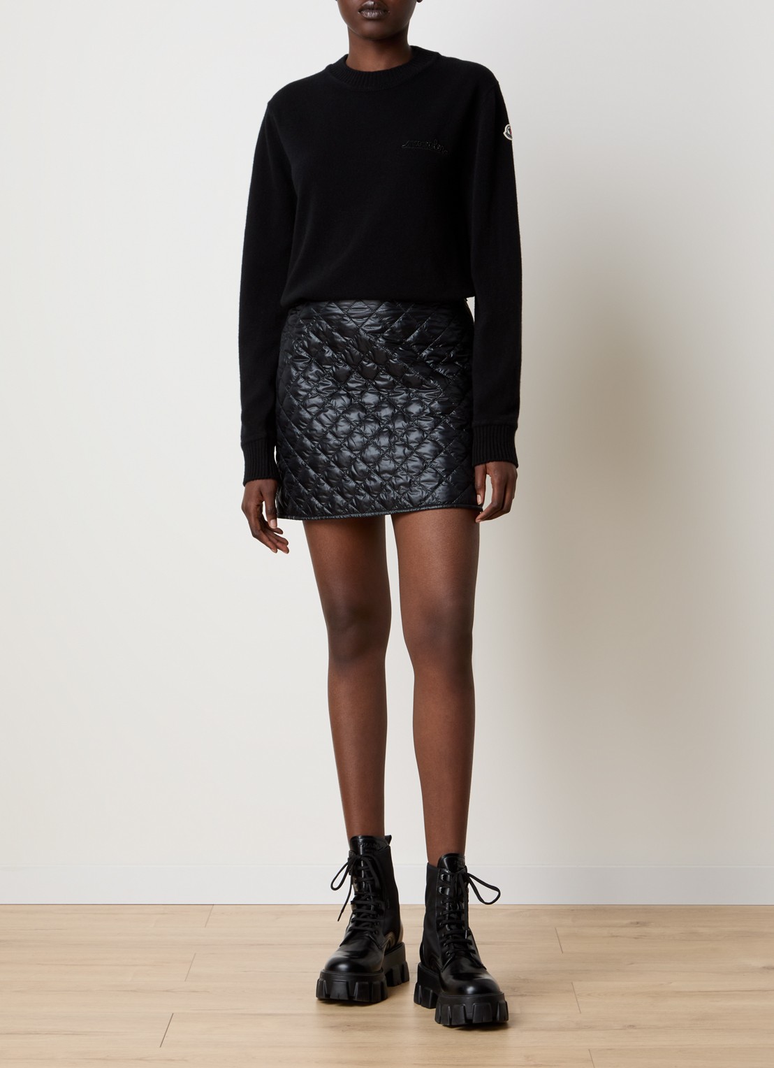 Moncler Gonna minirok met quilt patroon - voorkant 3 zwart