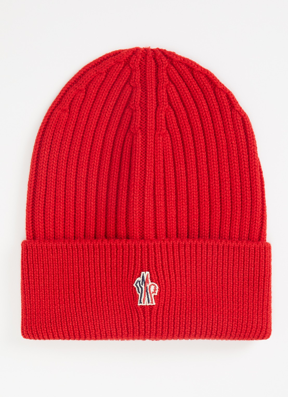 Moncler Grenoble ribgebreide muts van wol - voorkant rood