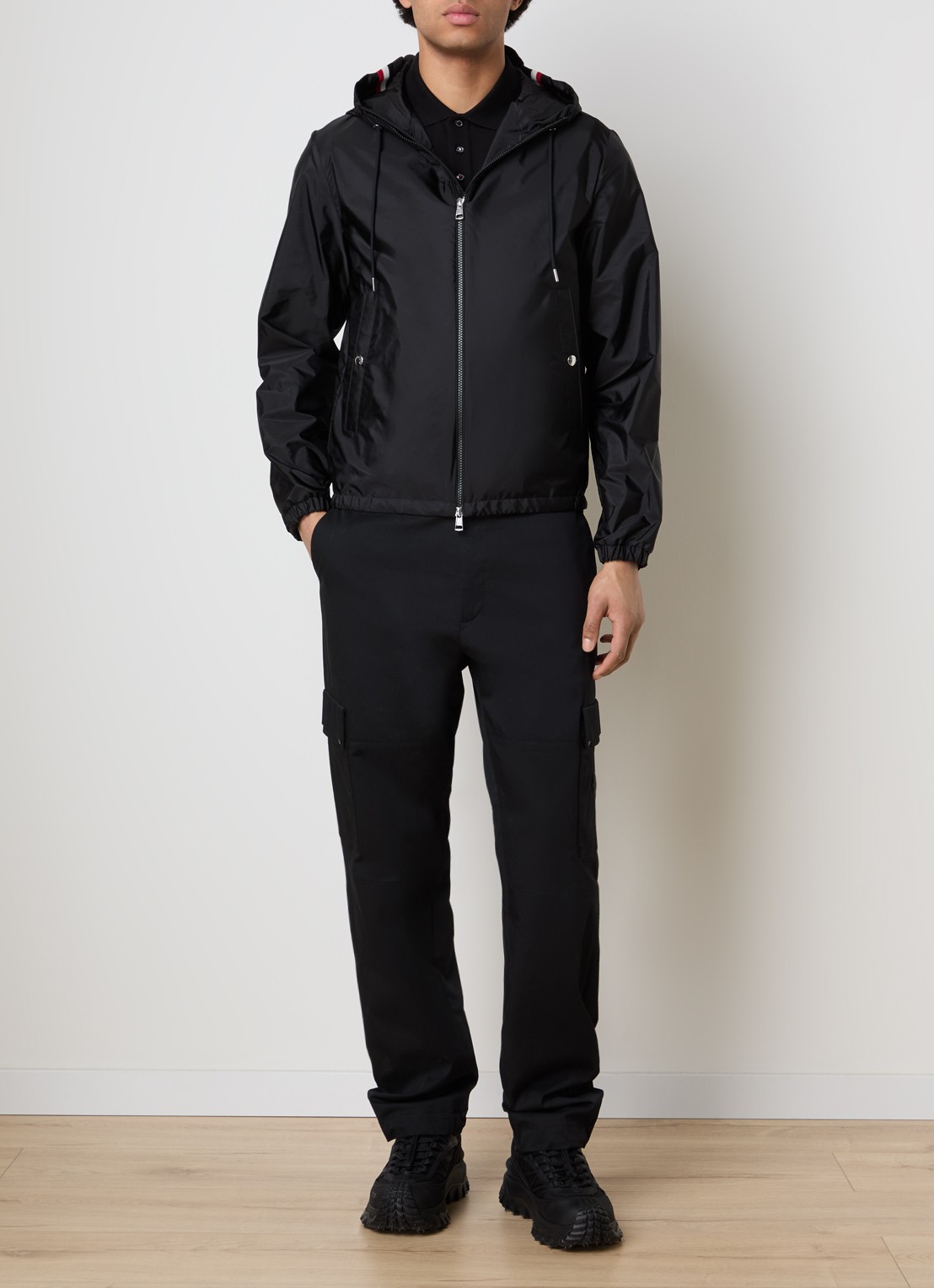 Moncler Grimpeurs windjack met capuchon en steekzakken - voorkant 6 zwart