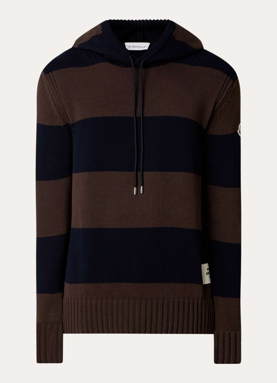 Moncler Grofgebreide hoodie met streepprint - voorkant 4 bruin