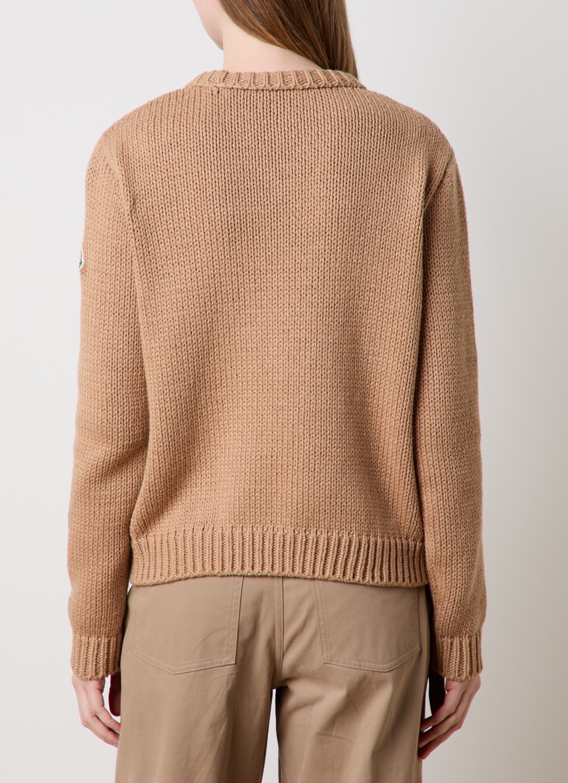 Moncler Grofgebreide trui met ingebreid logo - achterkant 3 camel